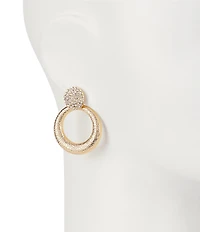 Natasha Accessories Crystal Textured Doorknocker Drop Earrings