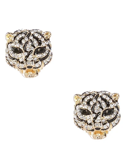 Natasha Accessories Crystal Tiger Stud Earrings