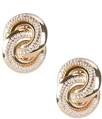 Natasha Accessories CZ Metal Loop Drop Earrings