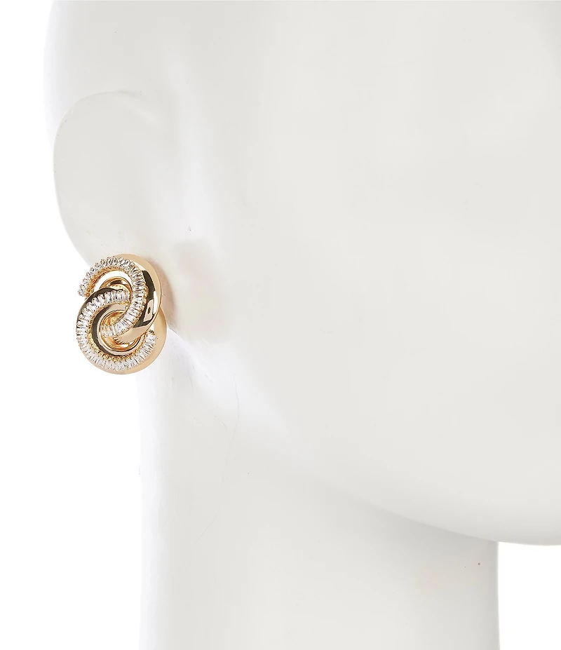 Natasha Accessories CZ Metal Loop Drop Earrings