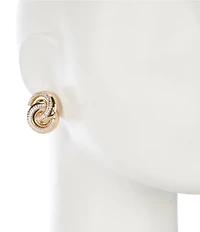Natasha Accessories CZ Metal Loop Drop Earrings