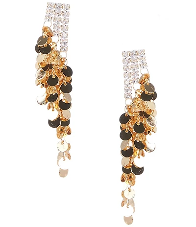 Natasha Accessories CZ Shaky Coin Drop Earrings