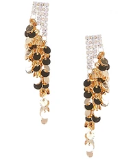 Natasha Accessories CZ Shaky Coin Drop Earrings