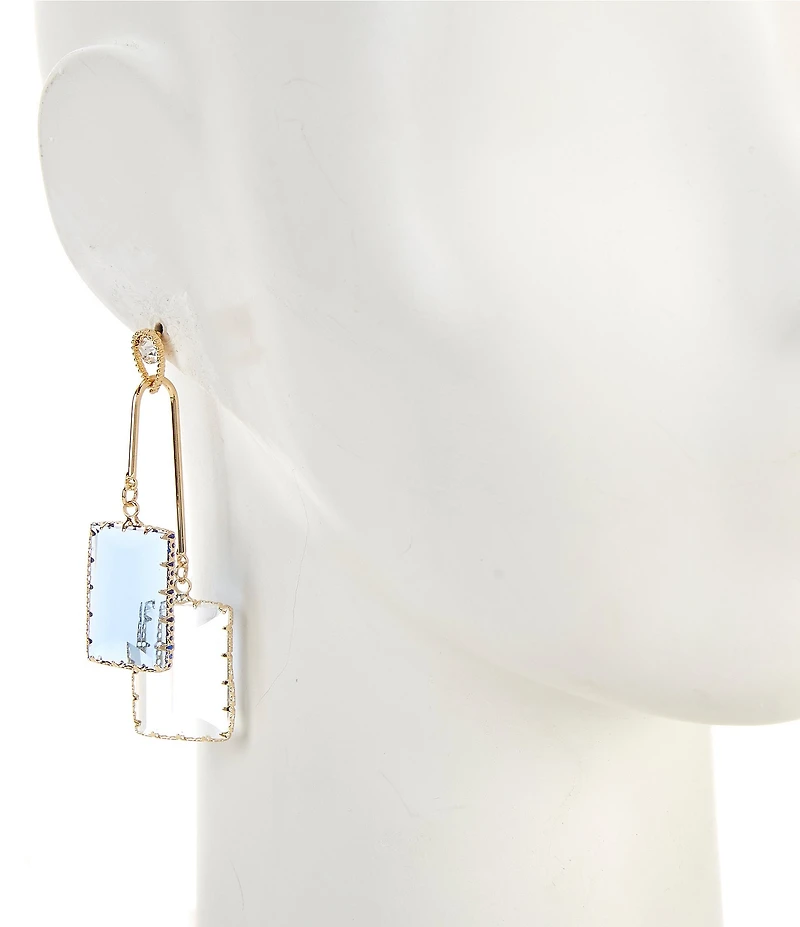 Natasha Accessories CZ Stone Uneven Statement Drop Earrings