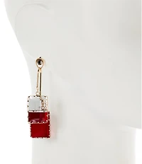 Natasha Accessories CZ Stone Uneven Drop Statement Earrings