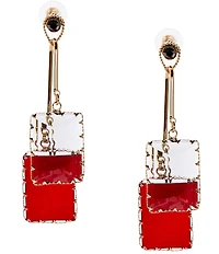 Natasha Accessories CZ Stone Uneven Drop Statement Earrings