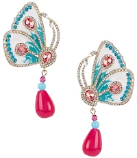Natasha Accessories Enamel Butterfly Wing Drop Earrings