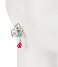 Natasha Accessories Enamel Butterfly Wing Drop Earrings
