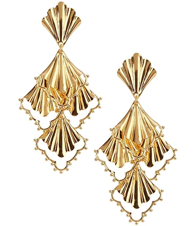 Natasha Accessories Fan Morocco Metal Drop Earrings