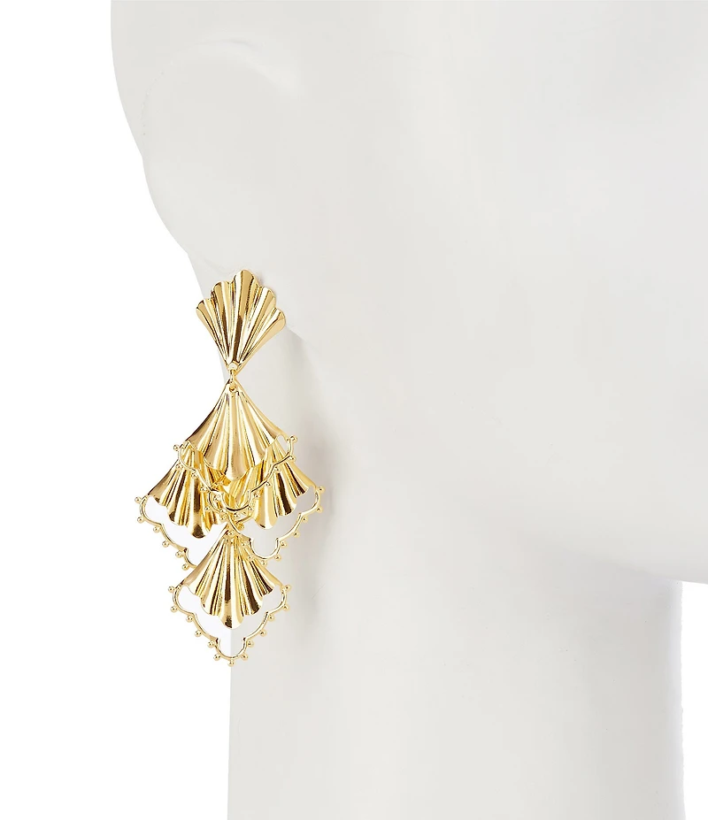 Natasha Accessories Fan Morocco Metal Drop Earrings