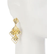 Natasha Accessories Fan Morocco Metal Drop Earrings