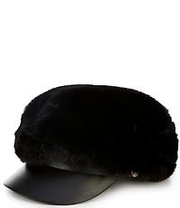 Natasha Accessories Faux Fur Newsboy Hat