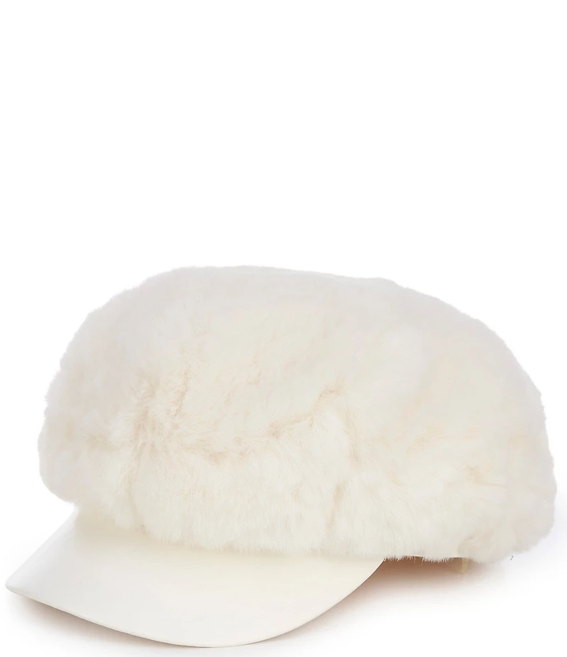 Natasha Accessories Faux Fur Newsboy Hat