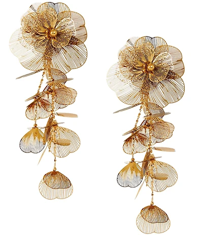 Natasha Accessories Filagree Flower Statement Chandelier Earrings