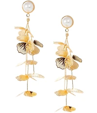 Natasha Accessories Filigree Floral Petal Linear Statement Earrings