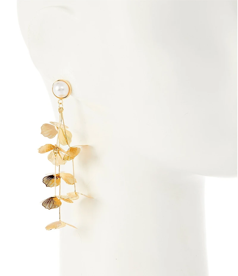 Natasha Accessories Filigree Floral Petal Linear Statement Earrings