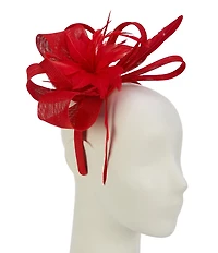 Natasha Accessories Flower Sinamay Burst Feather Headband Fascinator