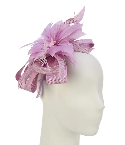 Natasha Accessories Flower Sinamay Burst Feather Headband Fascinator