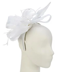Natasha Accessories Flower Sinamay Burst Feather Headband Fascinator