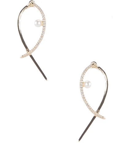 Natasha Accessories Frontback Metal CZ Drop Earrings