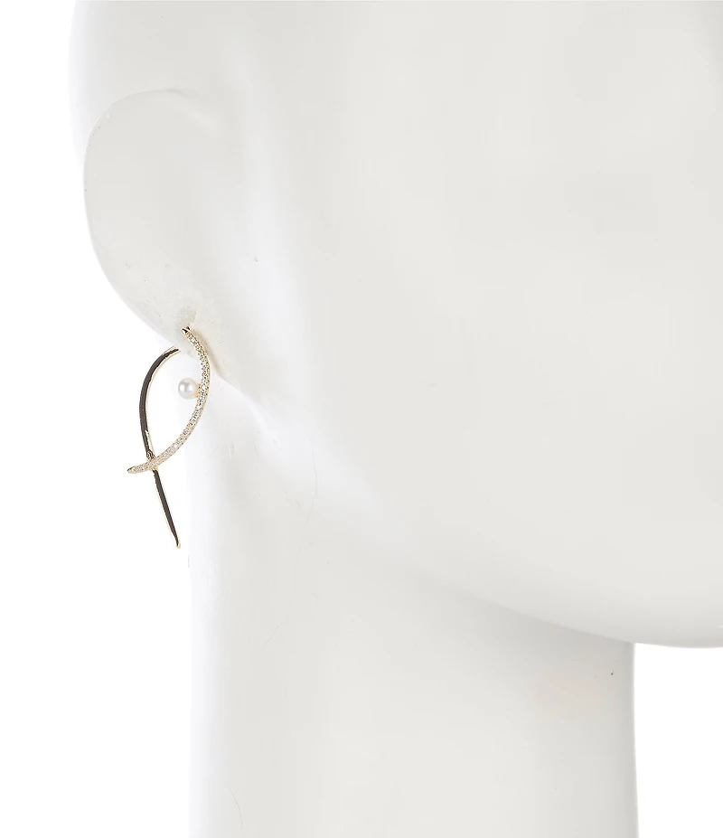 Natasha Accessories Frontback Metal CZ Drop Earrings