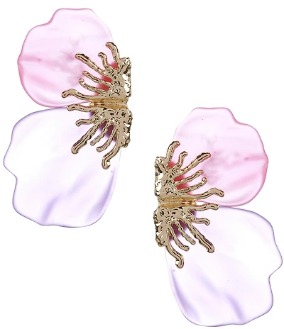 Natasha Accessories Half Flower Resin Petal Drop Earrings