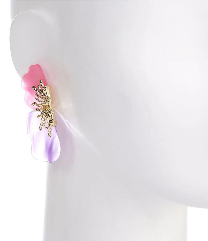 Natasha Accessories Half Flower Resin Petal Drop Earrings