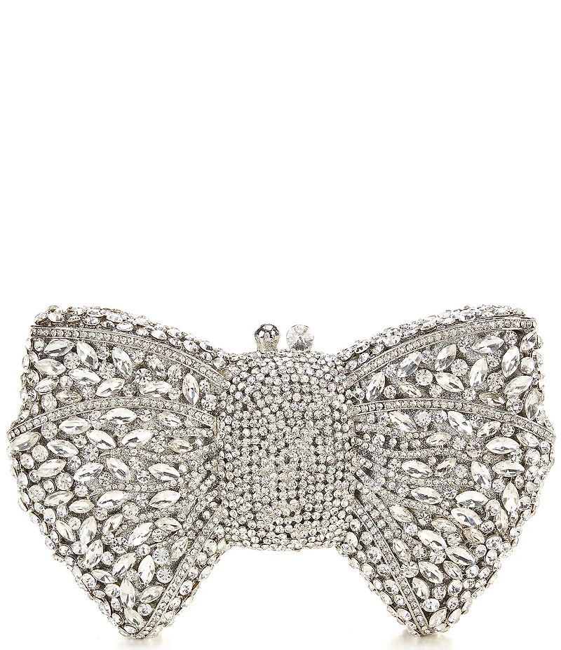 Natasha Accessories Jeweled Bow Kisslock Clutch