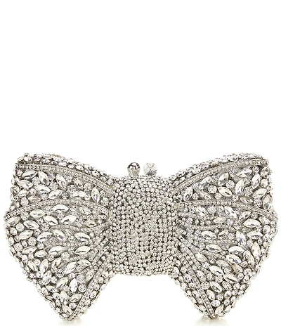 Natasha Accessories Jeweled Bow Kisslock Clutch