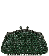 Natasha Accessories Emerald Crystal Kiss Lock Clutch