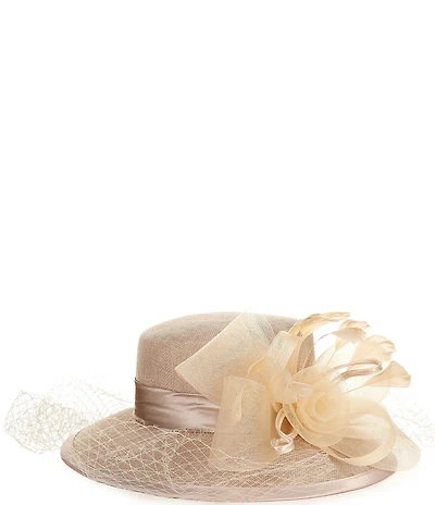 Natasha Accessories Large Flower Net Cloche Dress Hat