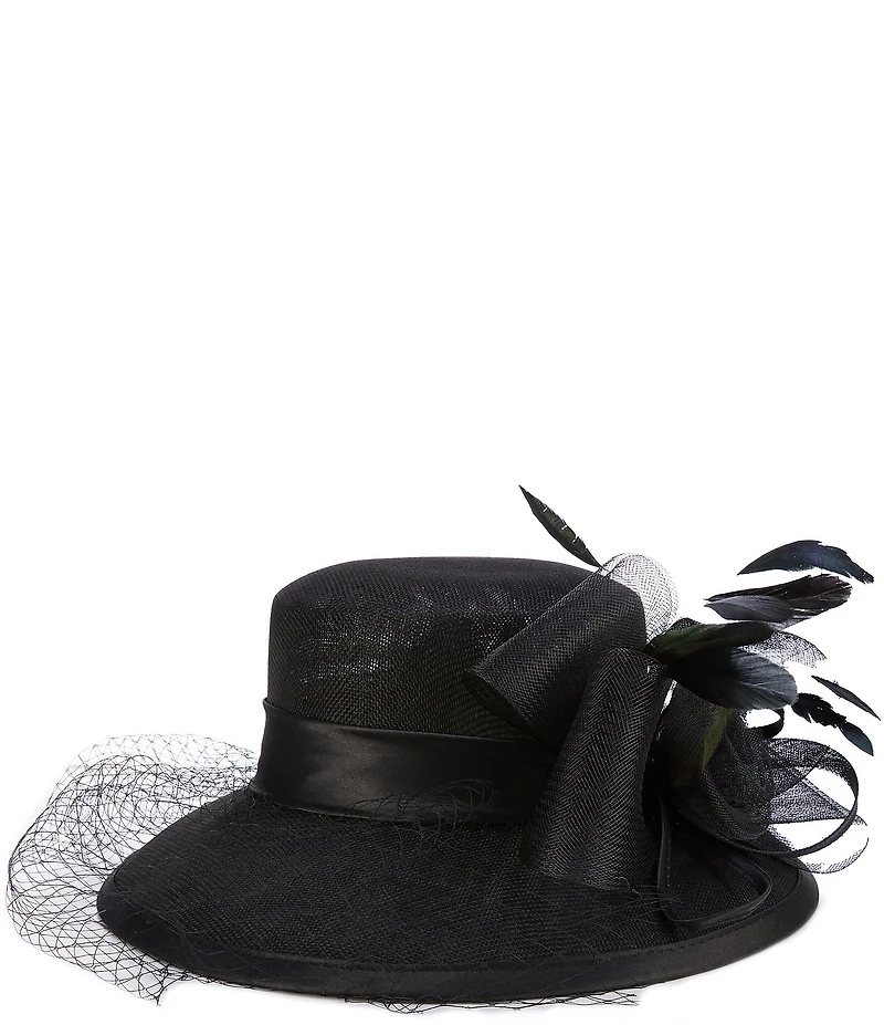 Natasha Accessories Large Flower Net Cloche Dress Hat