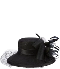 Natasha Accessories Large Flower Net Cloche Dress Hat