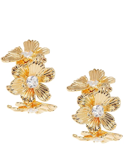 Natasha Accessories Large Rhinestone Flower Statement Earrings