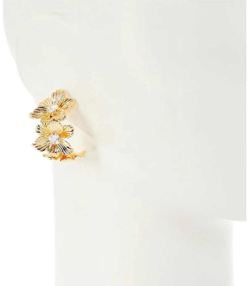 Natasha Accessories Large Rhinestone Flower Statement Earrings