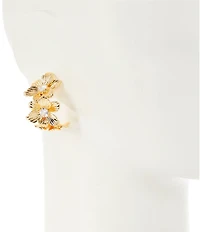 Natasha Accessories Large Rhinestone Flower Statement Earrings