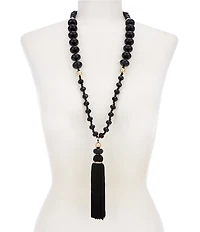 Natasha Accessories Long Bead Tassel Long Pendant Necklace