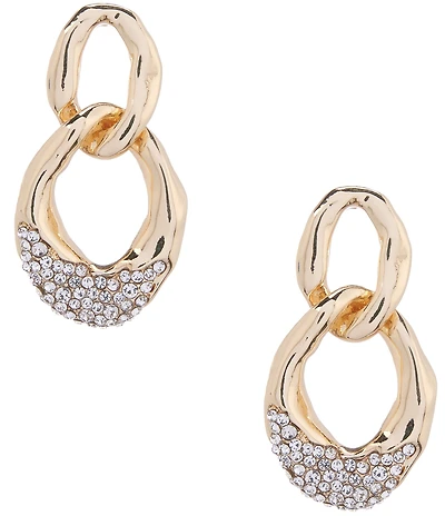 Natasha Accessories Metal Crystal Interlock Drop Earrings