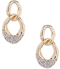 Natasha Accessories Metal Crystal Interlock Drop Earrings