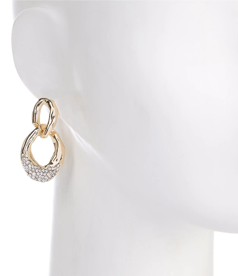 Natasha Accessories Metal Crystal Interlock Drop Earrings
