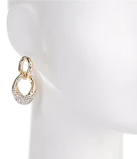 Natasha Accessories Metal Crystal Interlock Drop Earrings
