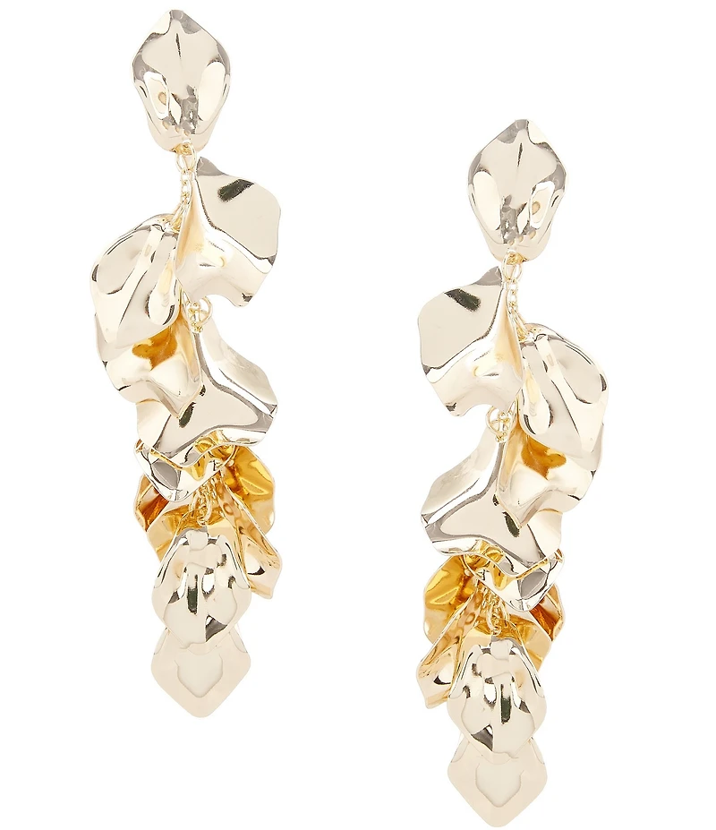 Natasha Accessories Metal Petal Drop Earrings