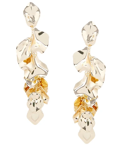 Natasha Accessories Metal Petal Statement Drop Earrings
