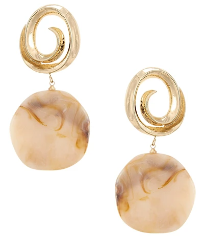 Natasha Accessories Metal Swirl Resin Statement Drop Earrings