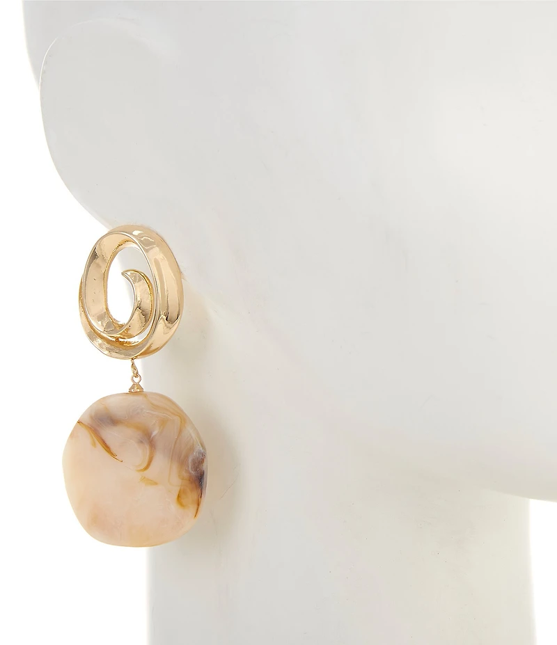 Natasha Accessories Metal Swirl Resin Statement Drop Earrings