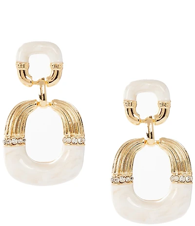 Natasha Accessories Milky Doorknocker Drop Earrings