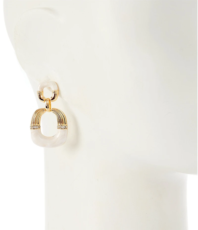 Natasha Accessories Milky Doorknocker Drop Earrings