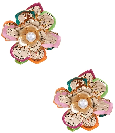 Natasha Accessories Not Avis Favorite Pearl Floral Stud Earrings