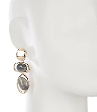 Natasha Accessories Organic Metal Stone Drop Earrings