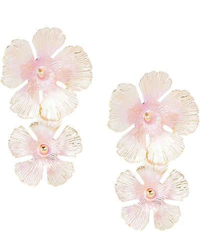 Natasha Accessories Painted Flower Resort Double Drop Statement Earrings
